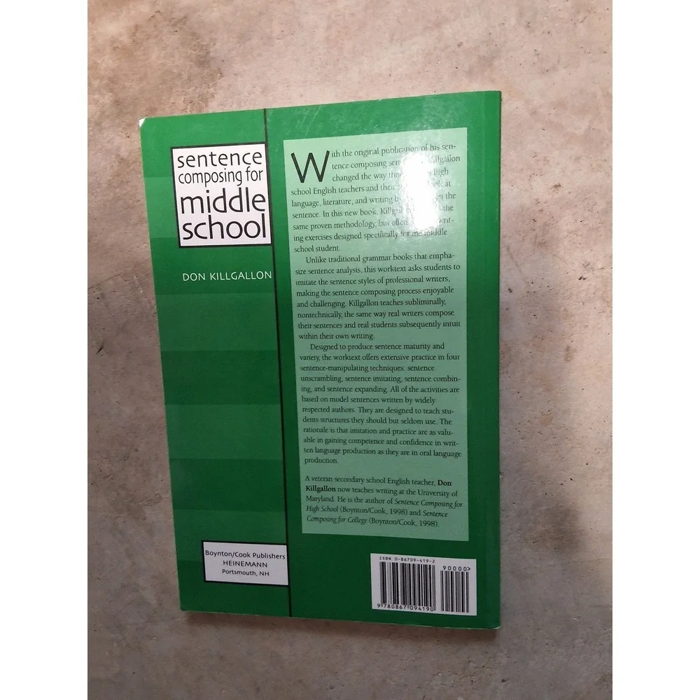 Sentence Composing for Middle School Don Killgallon Paperback 0867094192 1998